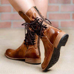Fashion Rivet Low Square Heel Chivalry Boots