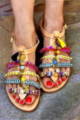 Fashion   bohemian color flat sandals