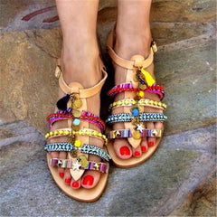 Fashion   bohemian color flat sandals