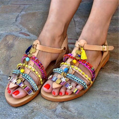 Fashion   bohemian color flat sandals