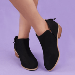 Kvinnor med låg klack, rund tå PU Vanliga dragkedjestövlar 