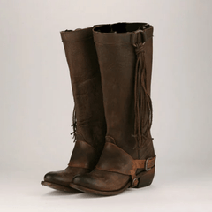 Vintage stil kvinnor med snörning tofsar Mid-Calf Boots