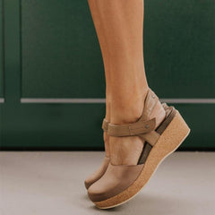 2019 Round Toed Plain Thicken Sole Buckle Sandal