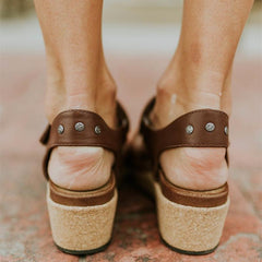 2019 Round Toed Plain Thicken Sole Buckle Sandal