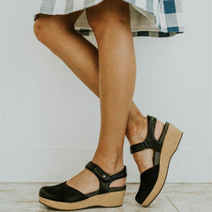 2019 Round Toed Plain Thicken Sole Buckle Sandal