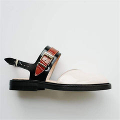 Fashion Blue Patchwork Buckle Flat Sanda