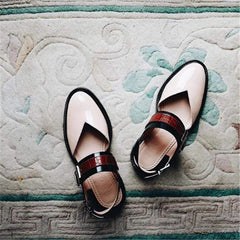 Fashion Blue Patchwork Buckle Flat Sanda