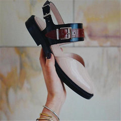 Fashion Blue Patchwork Buckle Flat Sanda