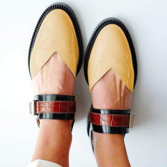 Fashion Blue Patchwork Buckle Flat Sanda