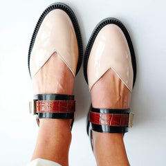 Fashion Blue Patchwork Buckle Flat Sanda