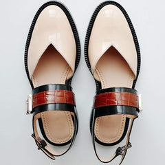 Fashion Blue Patchwork Buckle Flat Sanda