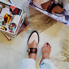 Fashion Blue Patchwork Buckle Flat Sanda