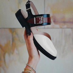 Fashion Blue Patchwork Buckle Flat Sanda