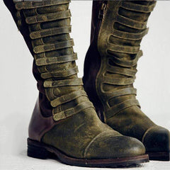 Kvinnor Rund Toe Nubuck Sida Zipper Patchwork Knästövlar 