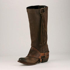 Vintage stil kvinnor med snörning tofsar Mid-Calf Boots