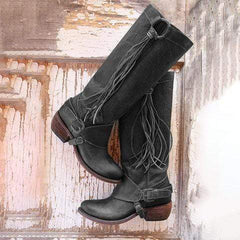 Vintage stil kvinnor med snörning tofsar Mid-Calf Boots