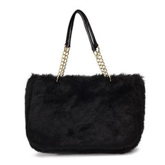 Torba od umjetnog krzna sa zlatnim lancem